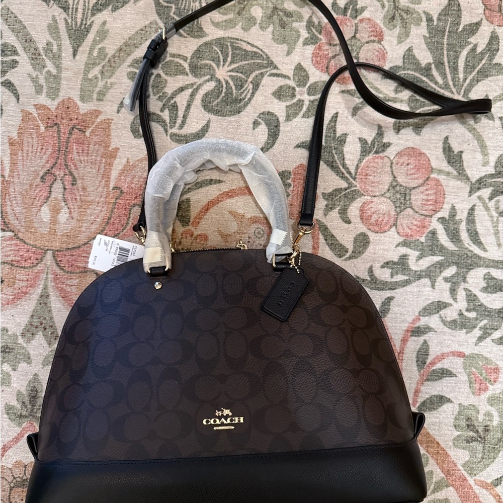 Coach Brown and Black Signature Dome Satchel